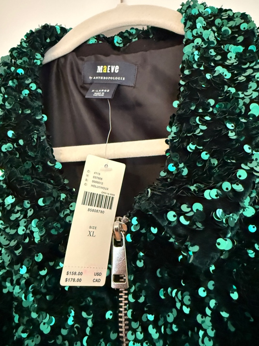 Maeve sequined Green Jacket with Zip Front NWT - Picture 2 of 3